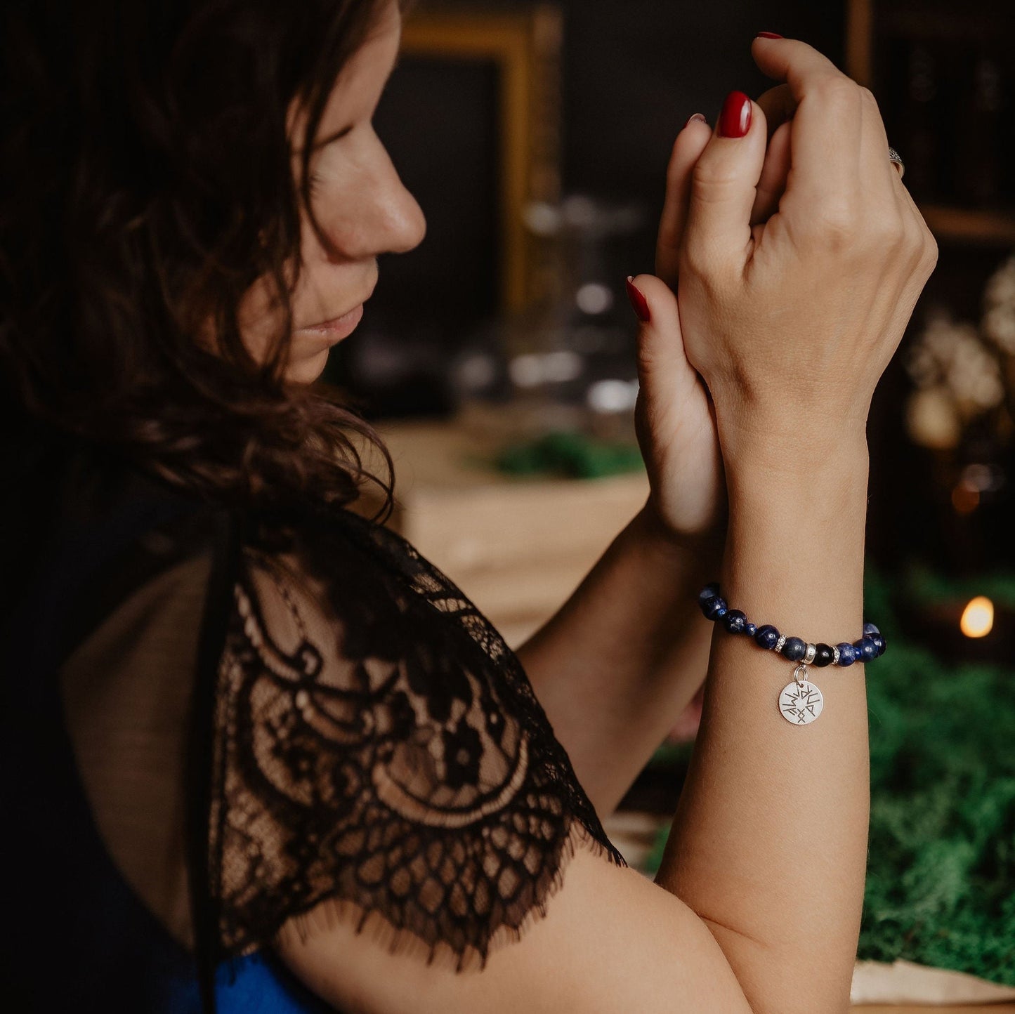 Lapis Lazuli Bracelet with Love Runes