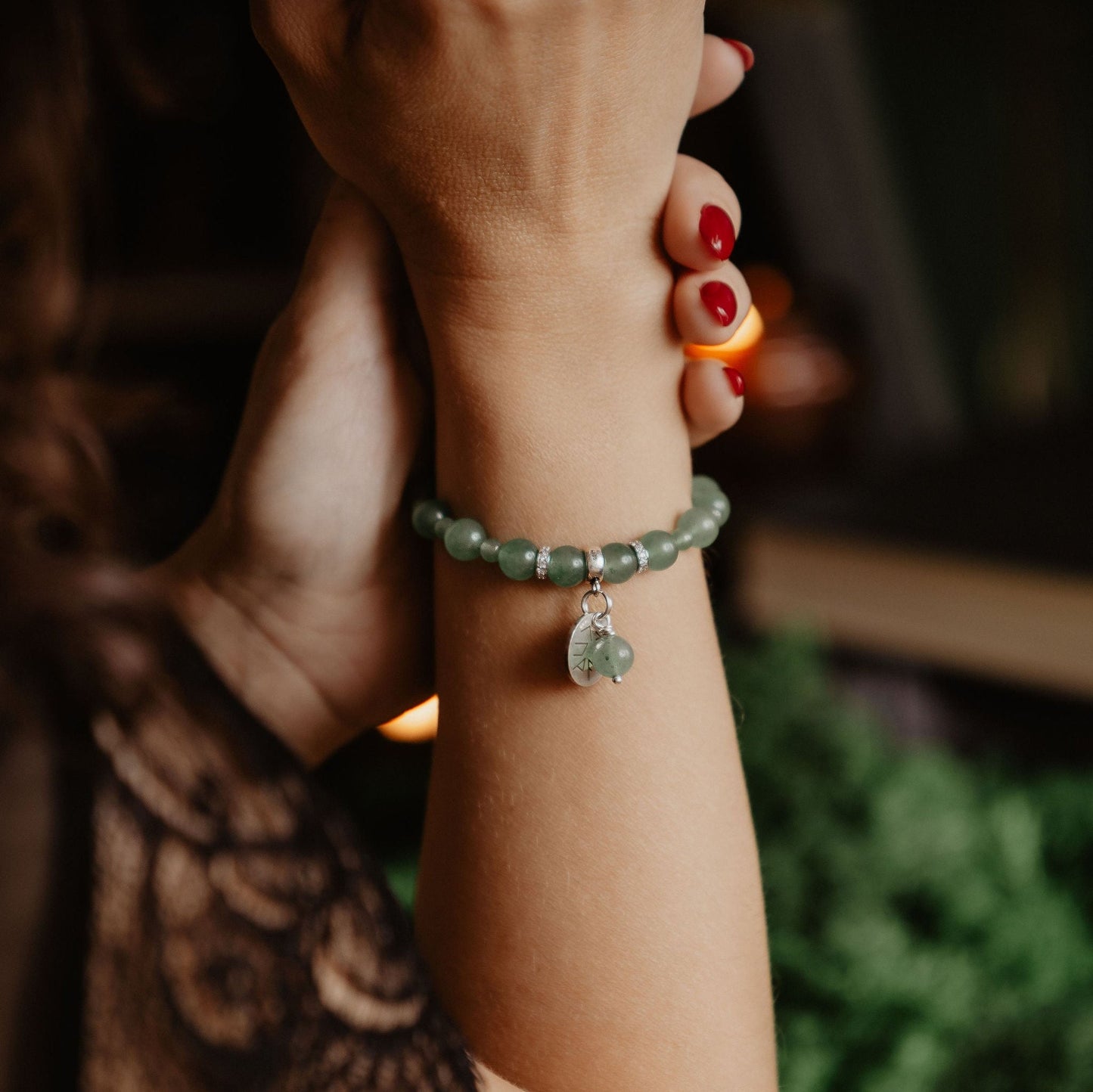 Aventurine Bracelet with Money Runes