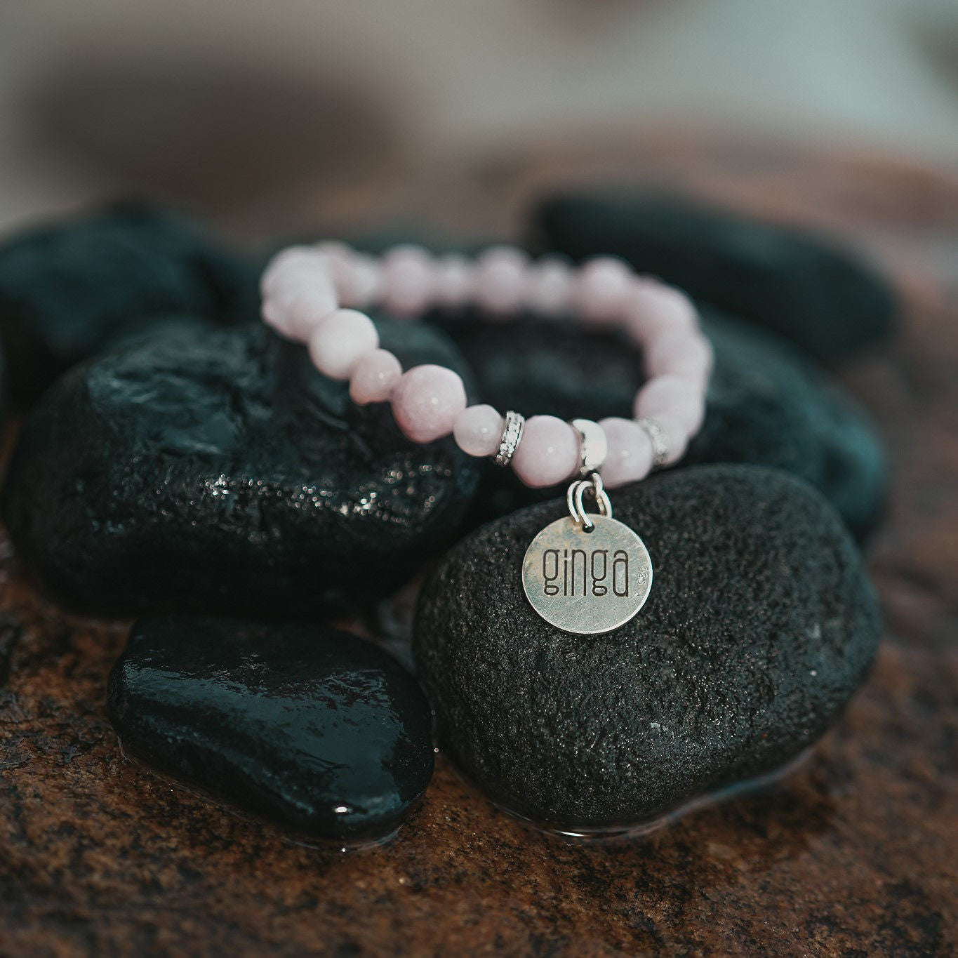 Rose Quartz Bracelet with Love Runes