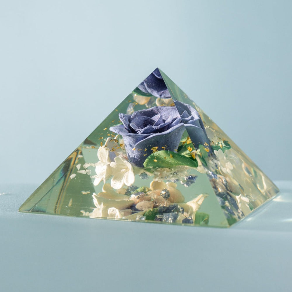  blue rose orgonite pyramid home protection amulet